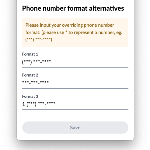 Advanced settings with format options