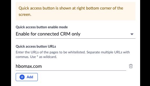 Quick Access badge settings