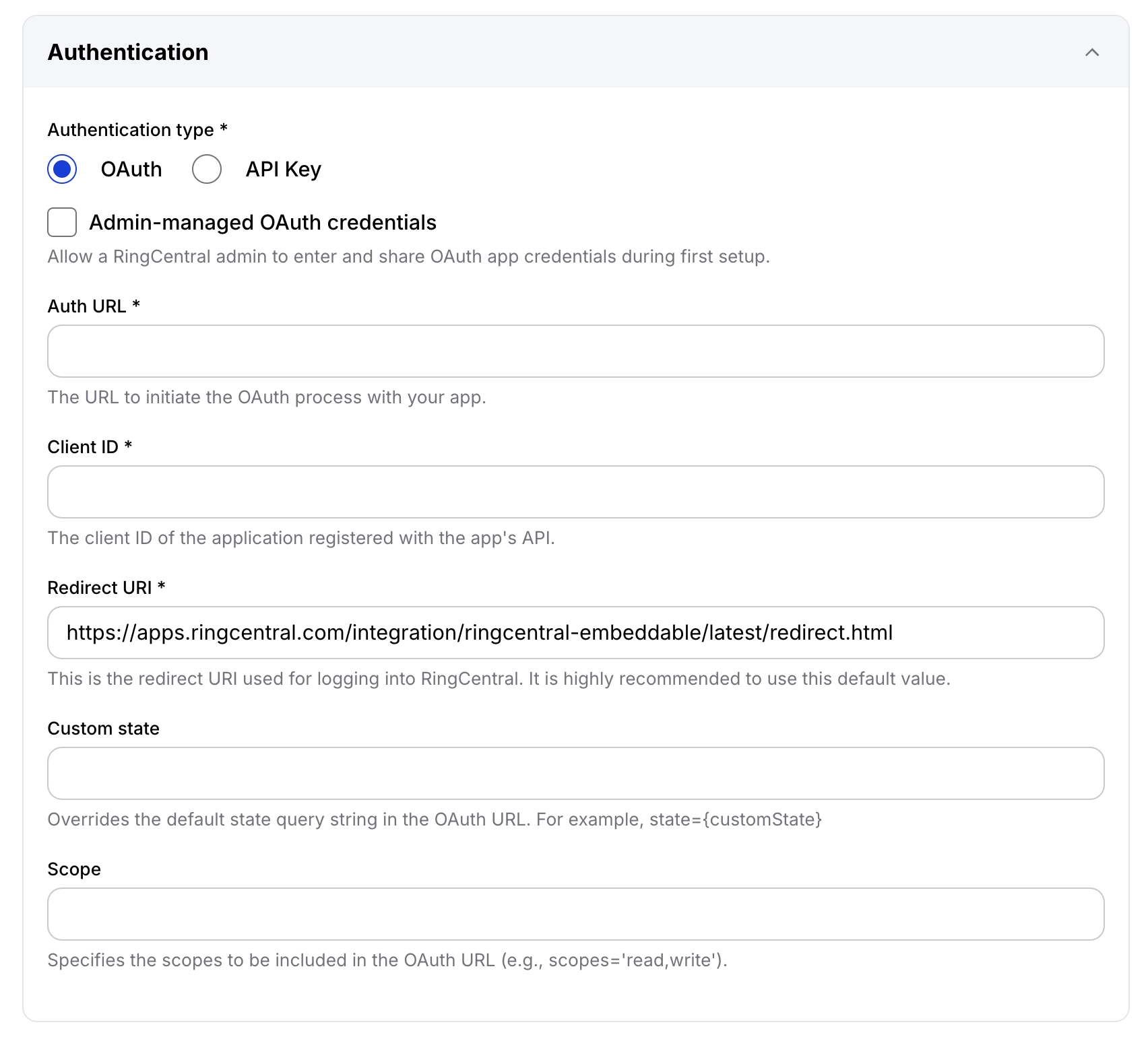 Configuring OAuth in the App Connect Developer Console