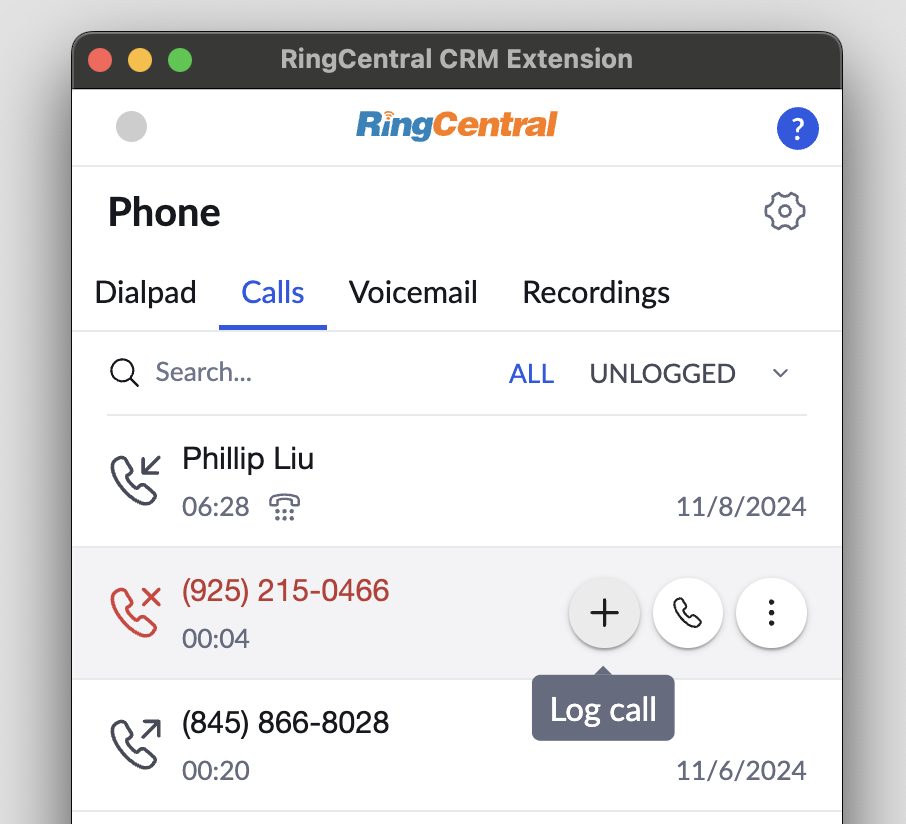 Logging calls