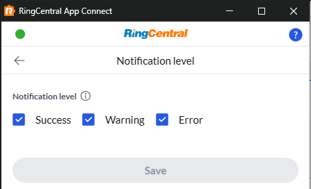 Notification level settings