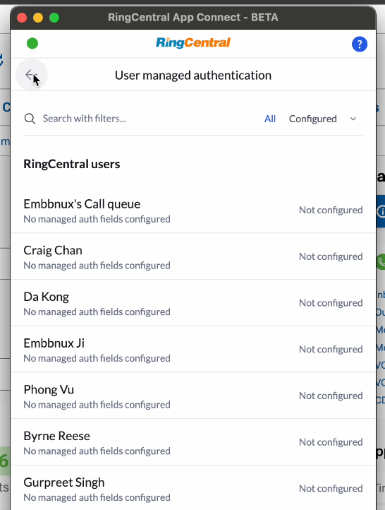 Assigning Vin Solutions User IDs to individual RingCentral users under User managed auth